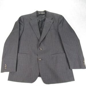 Brooks‎ Brothers Wool Blazer Mens 44 L Gray Pinstiped Sport Coat 2 Button Flaws
